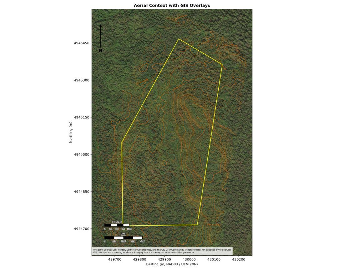 Aerial photograph of the parcel and the land immediately around it